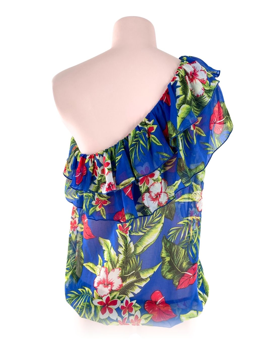 Blusa one shoulder traslucida