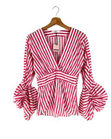 Blusa a rayas mangas drapeadas