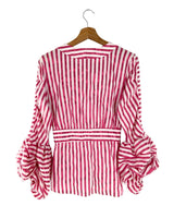 Blusa a rayas mangas drapeadas