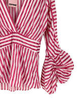 Blusa a rayas mangas drapeadas