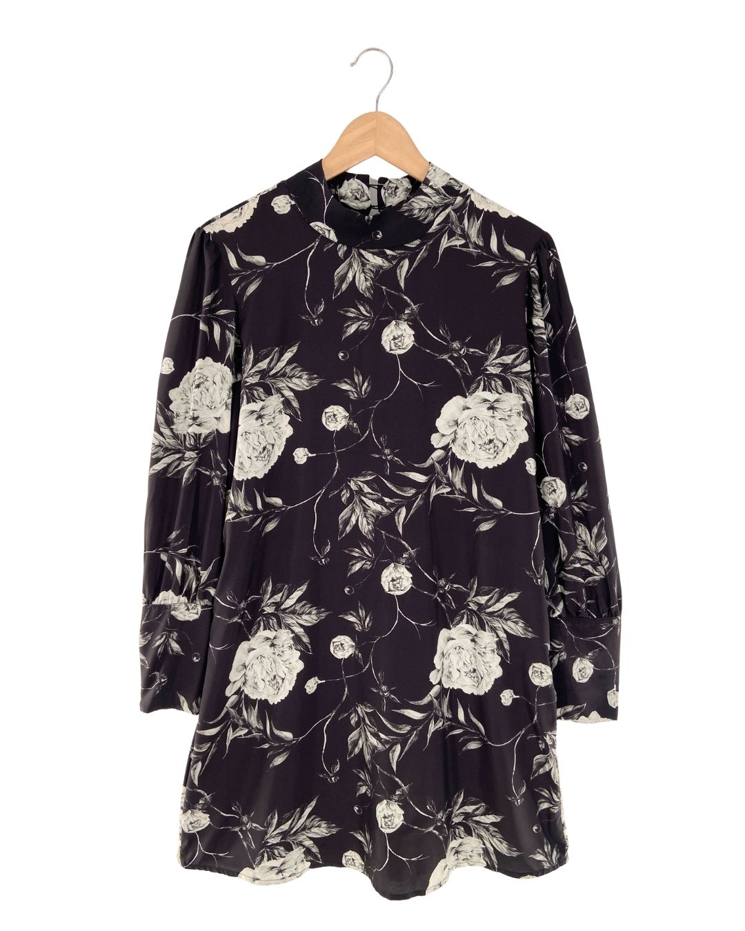 Vestido midi manga larga print