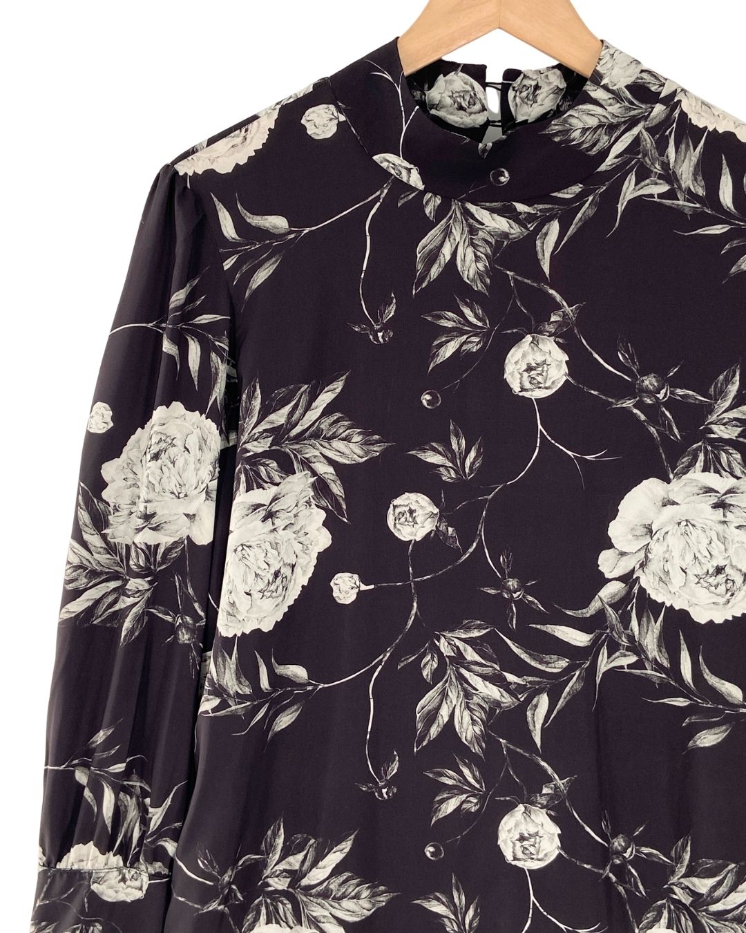 Vestido midi manga larga print