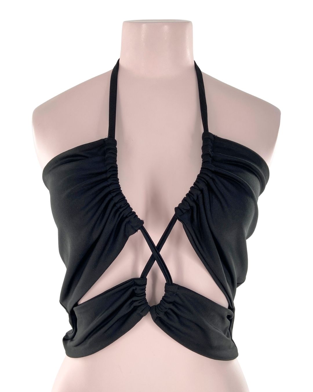 Crop top lace up anudado