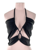 Crop top lace up anudado