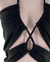 Crop top lace up anudado