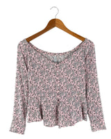 Blusa manga larga escote caido