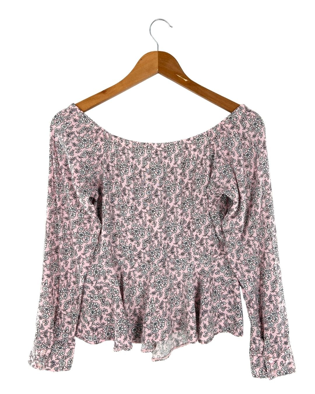 Blusa manga larga escote caido
