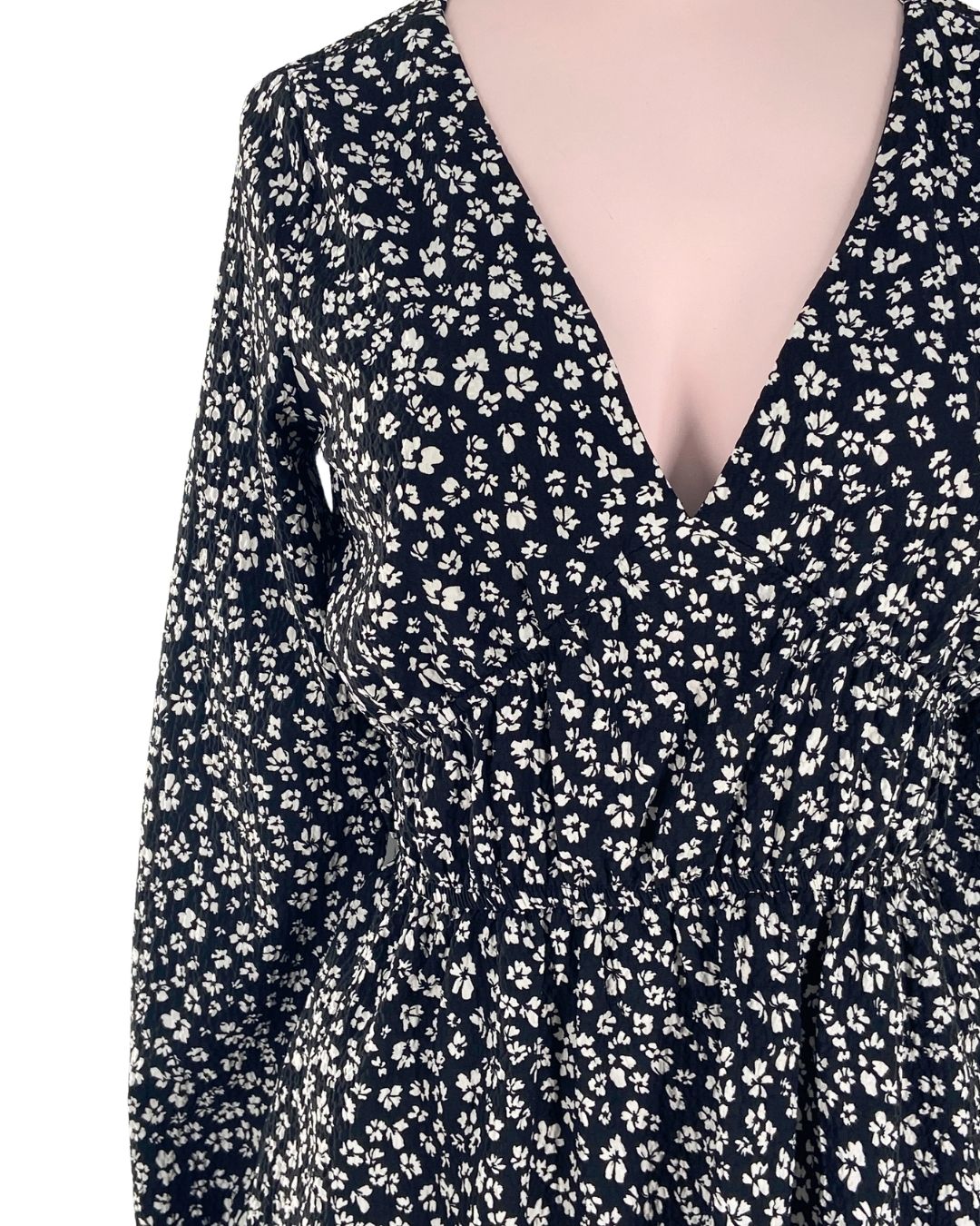 Vestido mini manga larga print