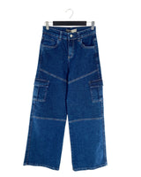 Jean stretch wide leg costuras
