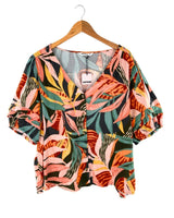 Blusa manga corta print hojas