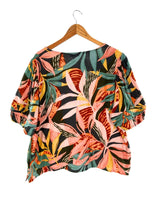 Blusa manga corta print hojas