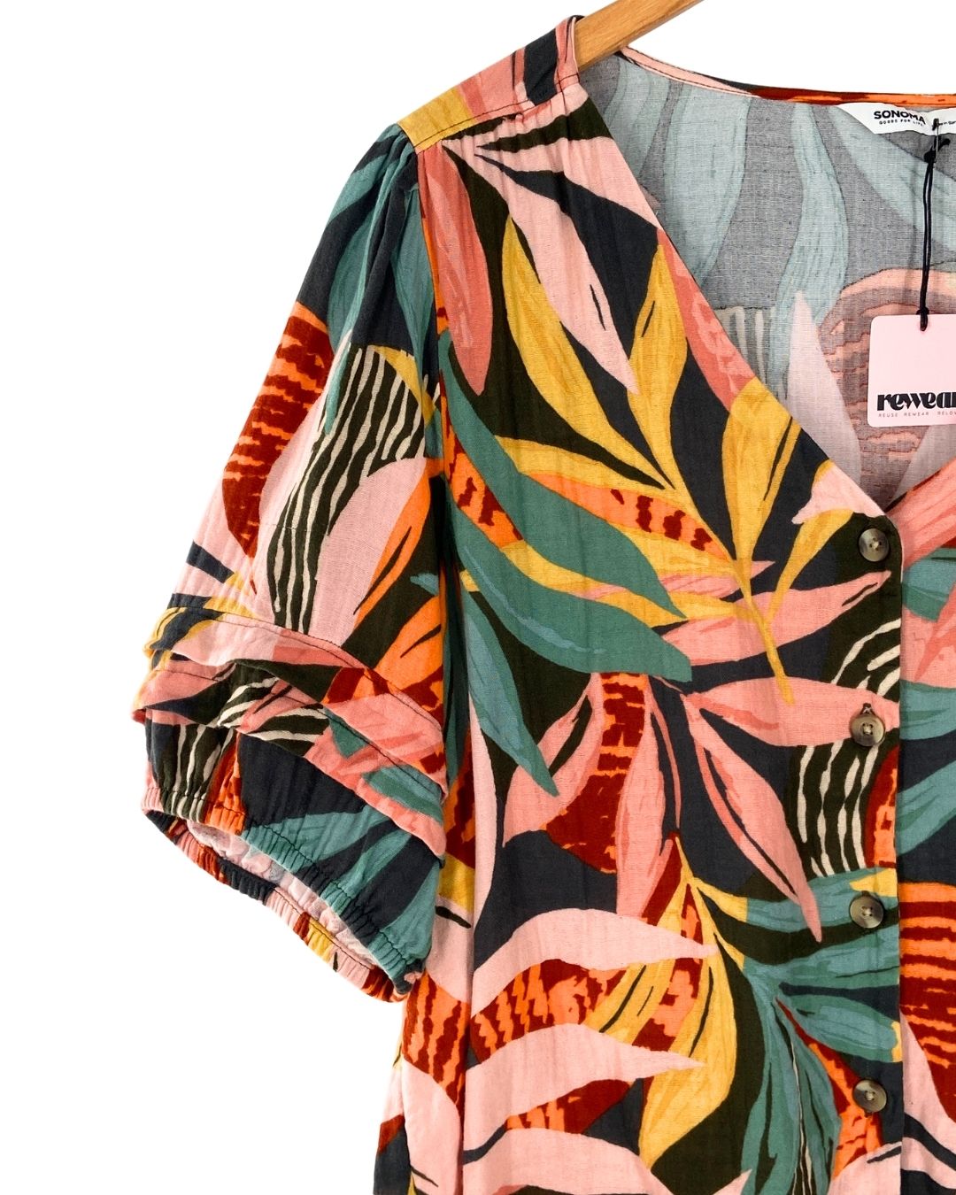 Blusa manga corta print hojas