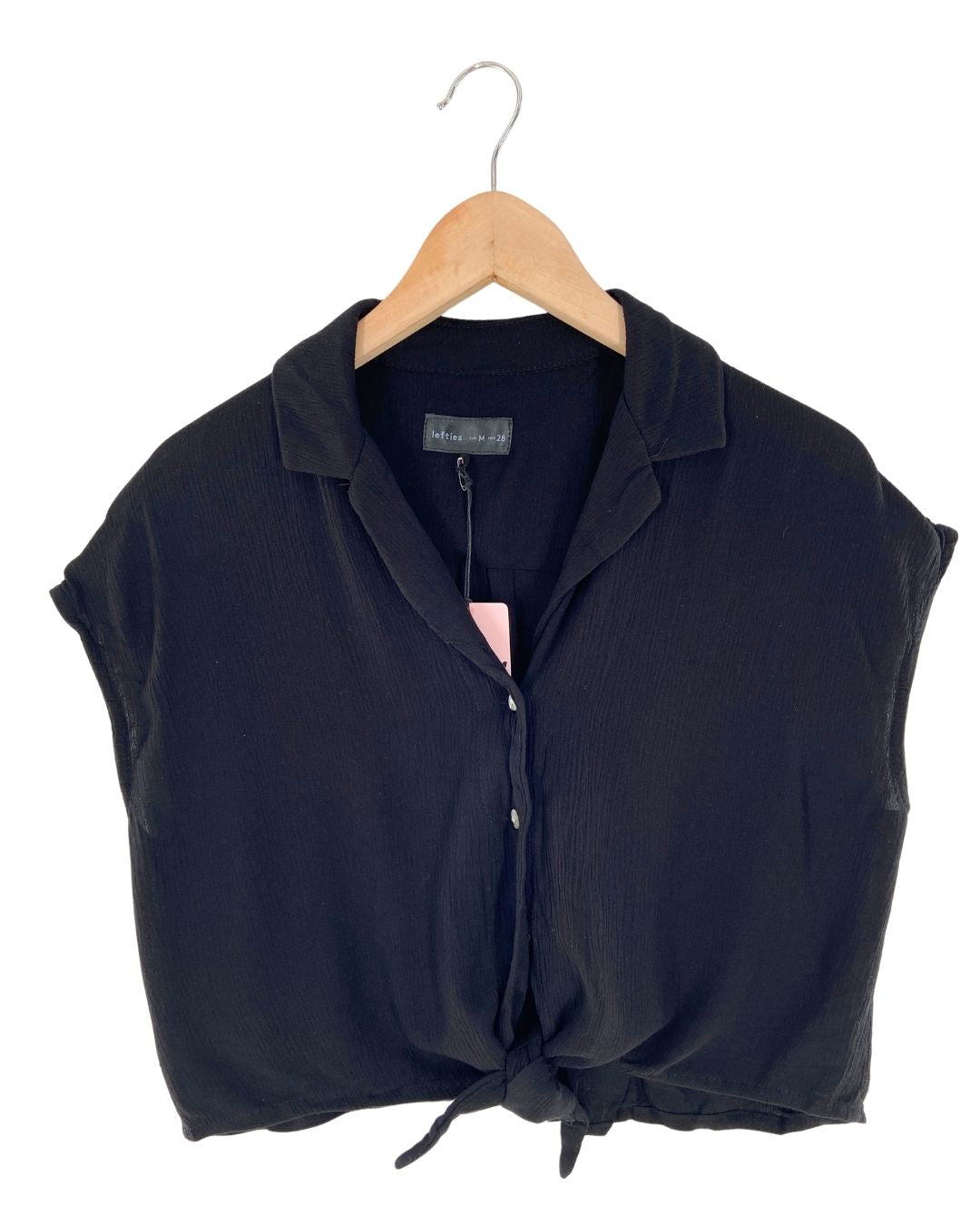 Camisa crop sleeveless anudada