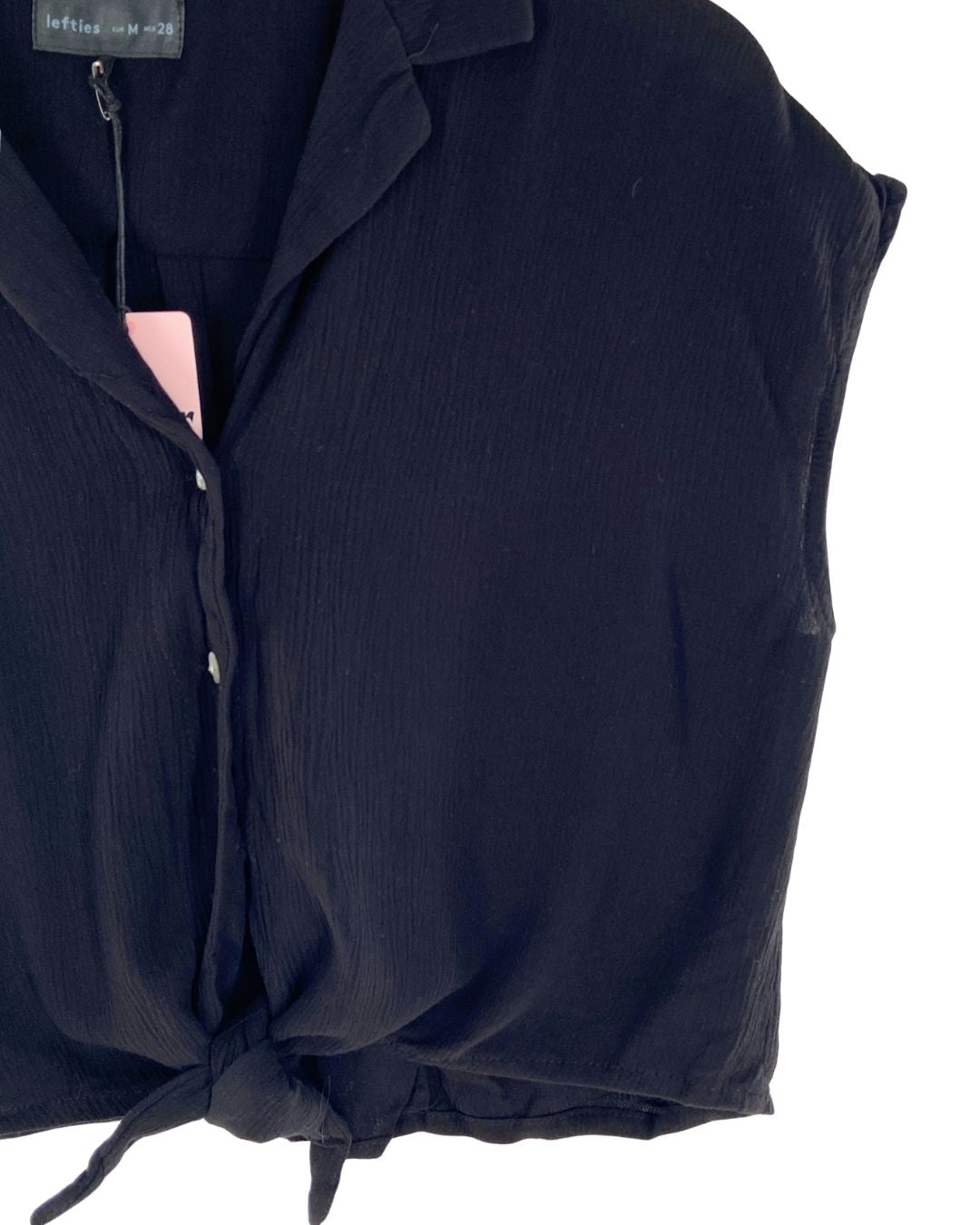 Camisa crop sleeveless anudada
