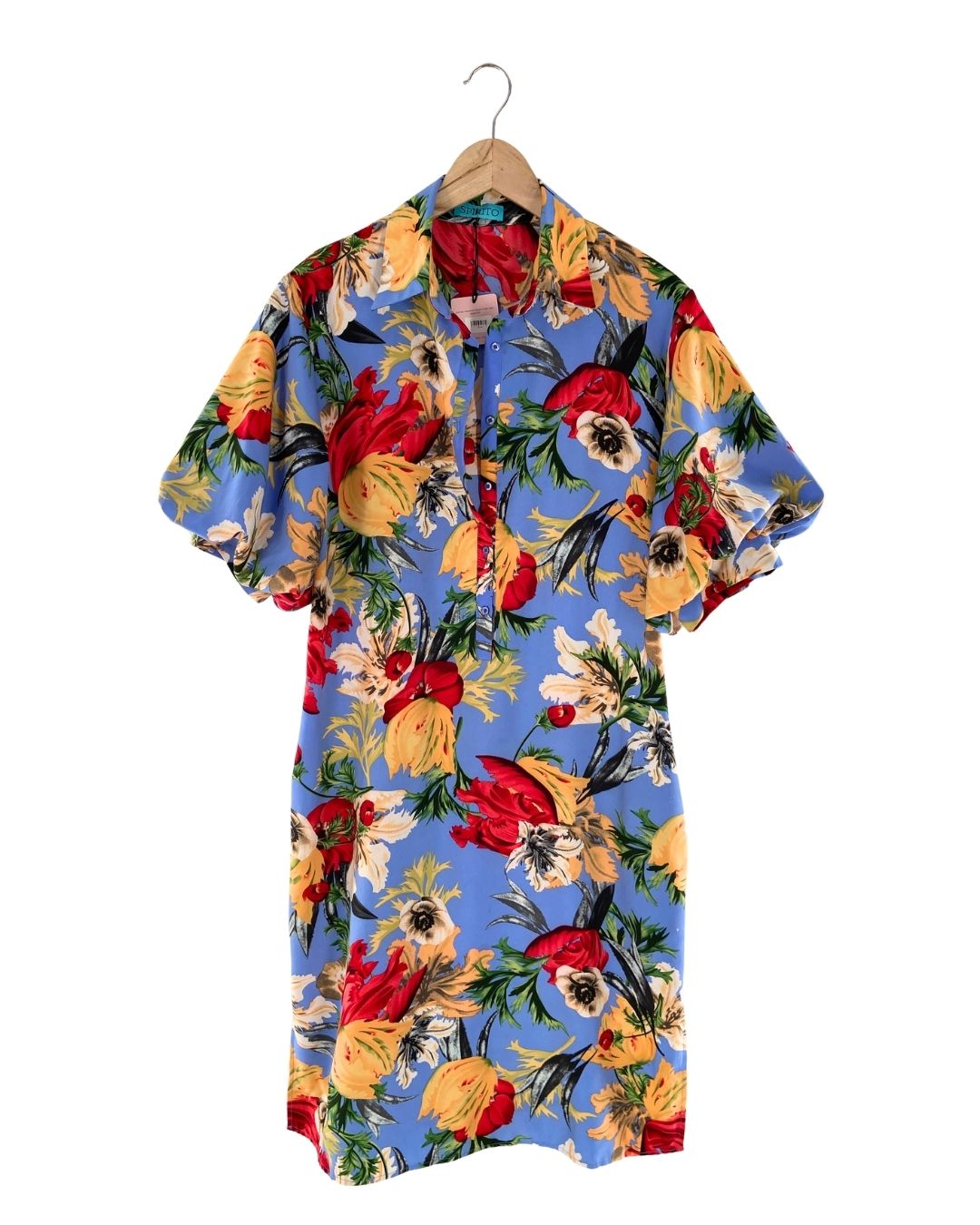 Vestido midi manga globo print