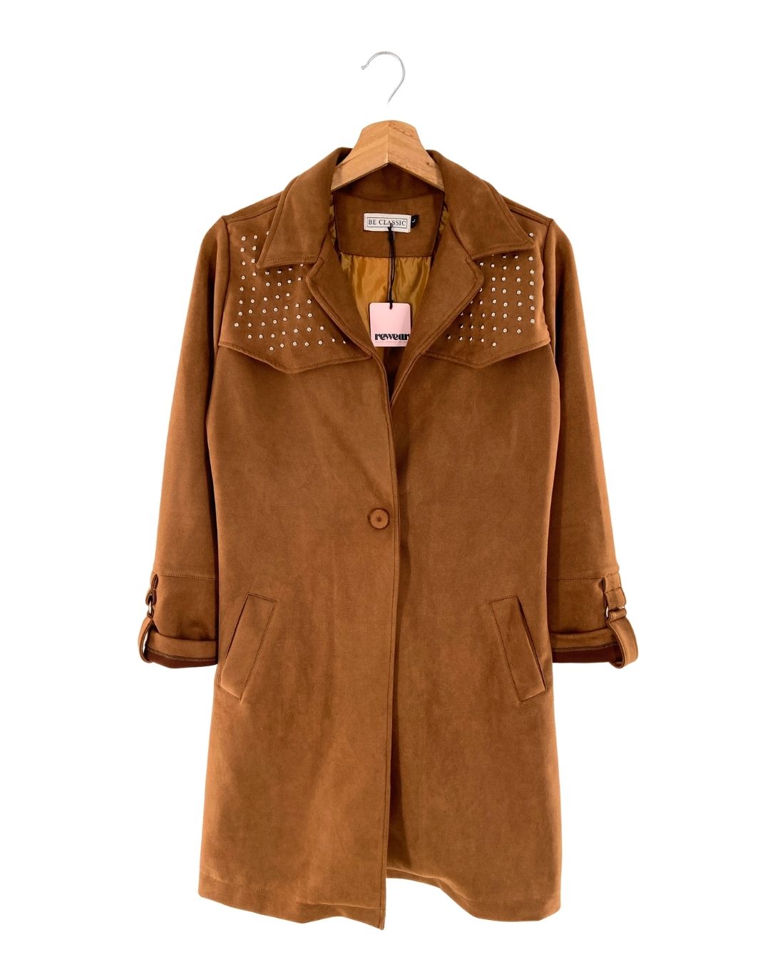 Chaqueta long size en antelina