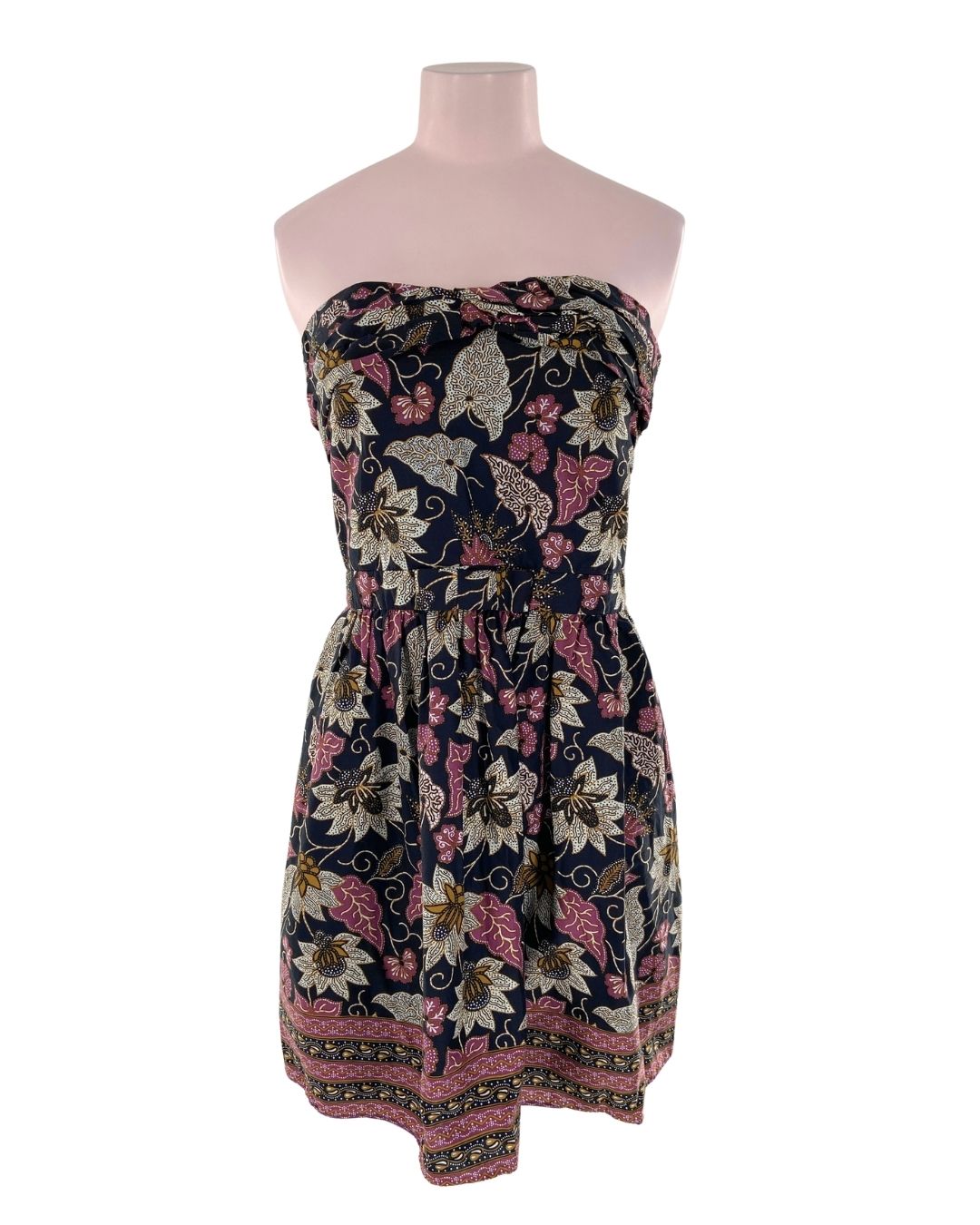 Vestido strapless print flores