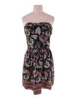 Vestido strapless print flores