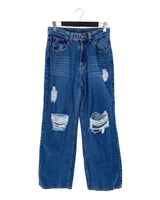 Jean rigido wide leg destroyed