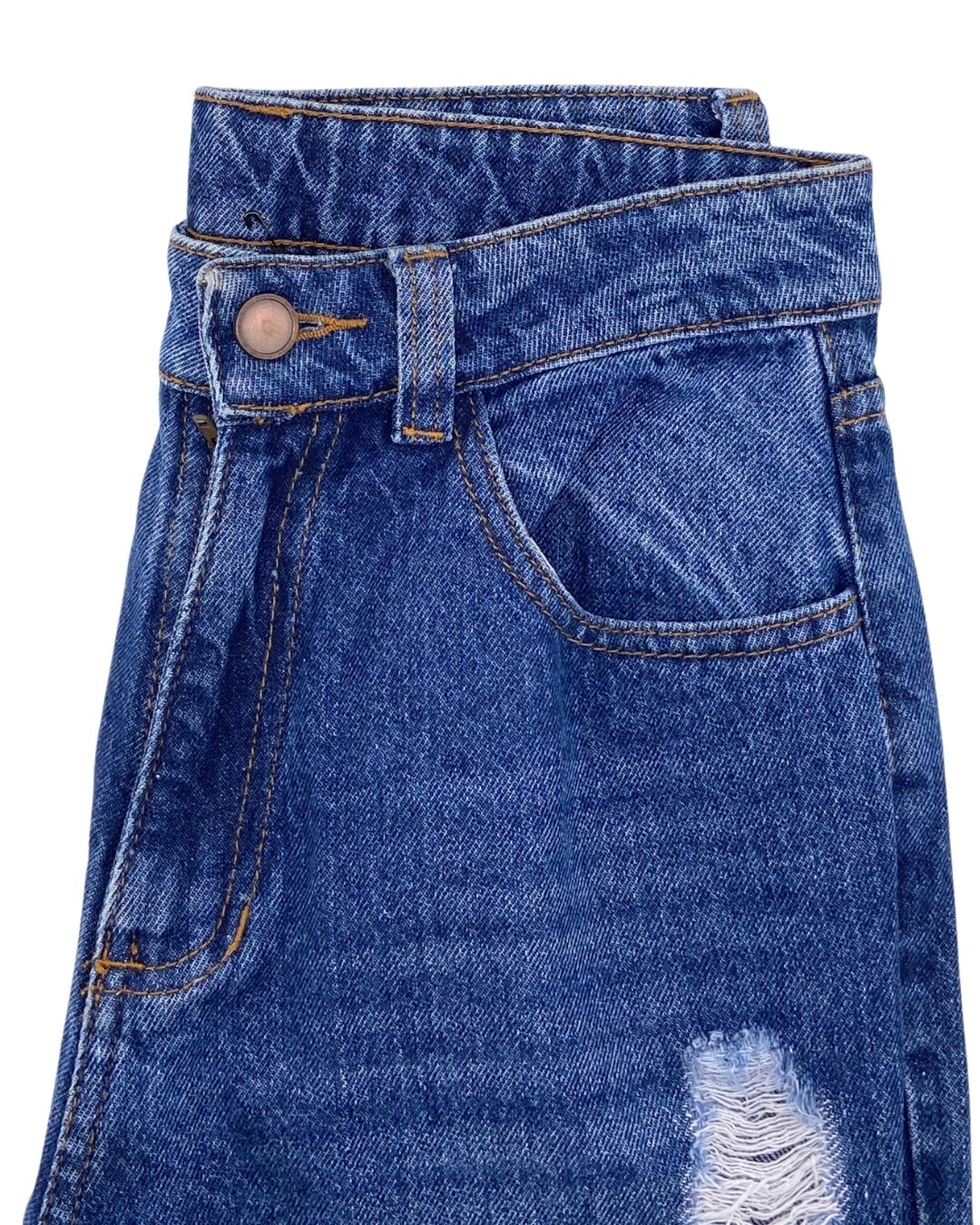 Jean rigido wide leg destroyed