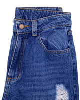 Jean rigido wide leg destroyed