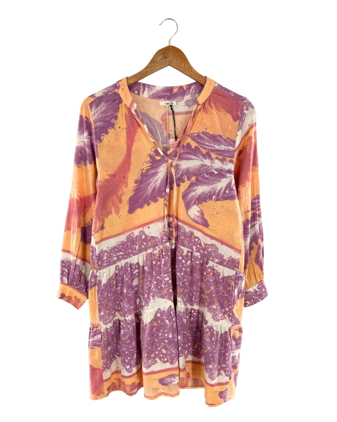Vestido midi print hojas