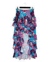 Maxi falda satinada con print