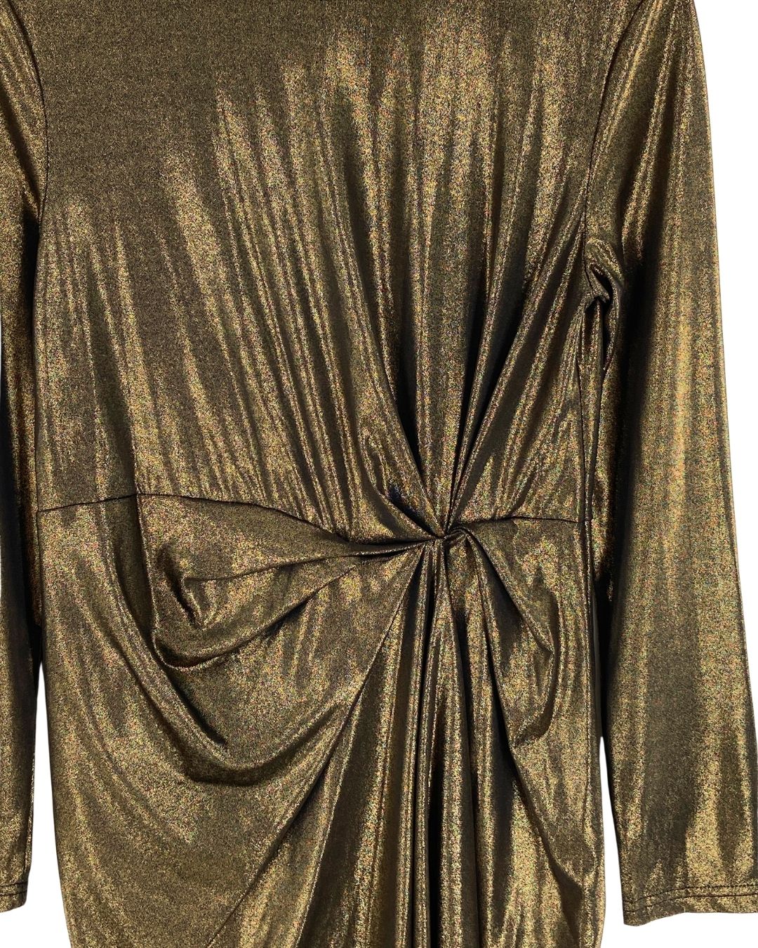 Vestido midi efecto metalizado