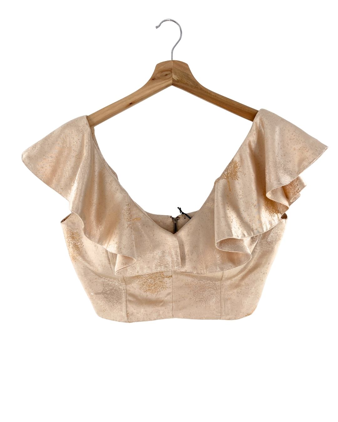 Blusa crop satinada con vuelo