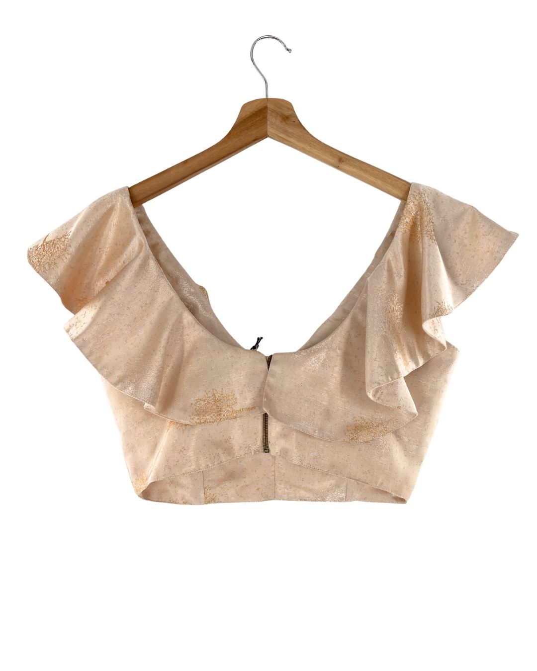 Blusa crop satinada con vuelo