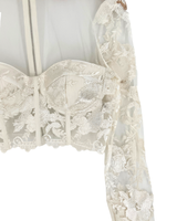 Blusa crop en mesh bordada