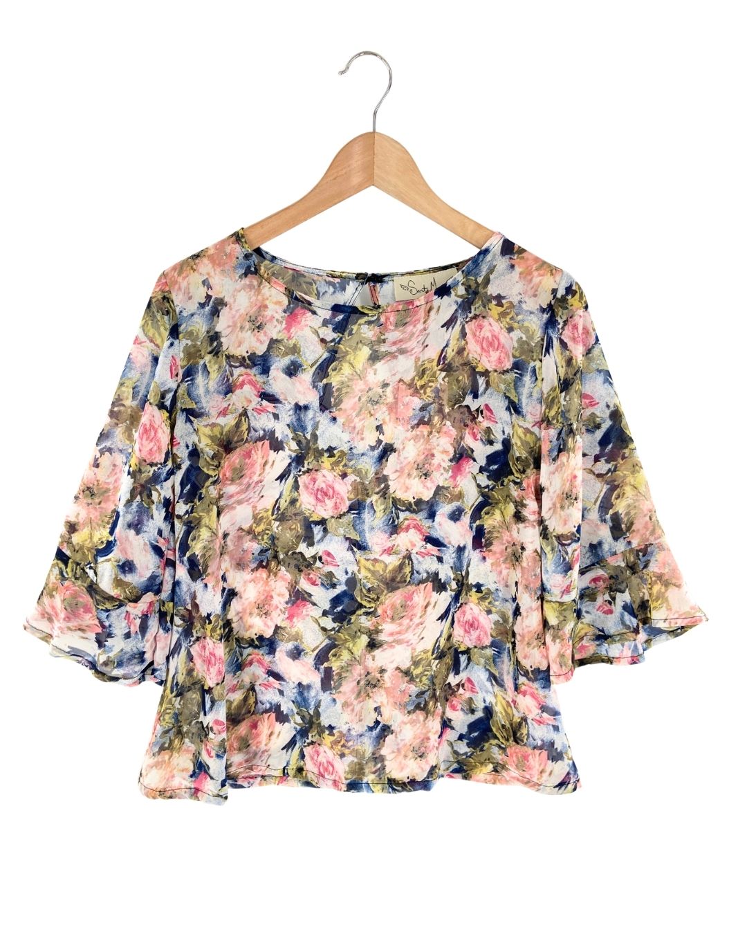 Blusa manga 3/4 traslucida