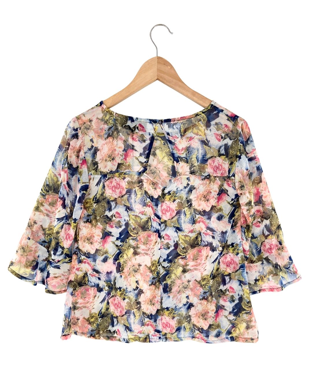 Blusa manga 3/4 traslucida