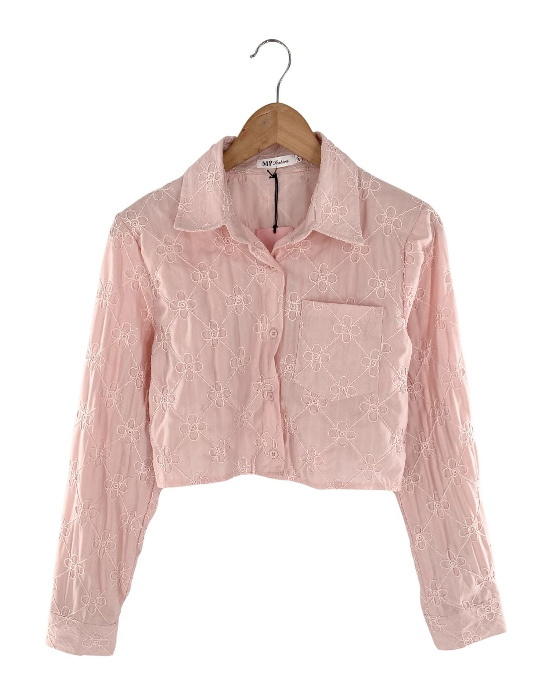 Camisa crop manga larga