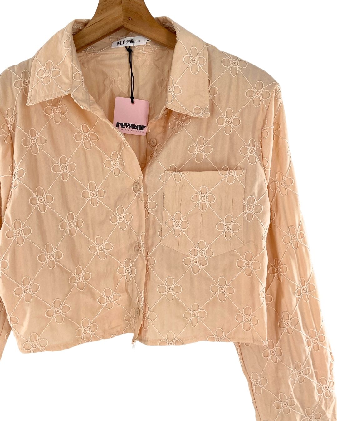 Camisa crop manga larga