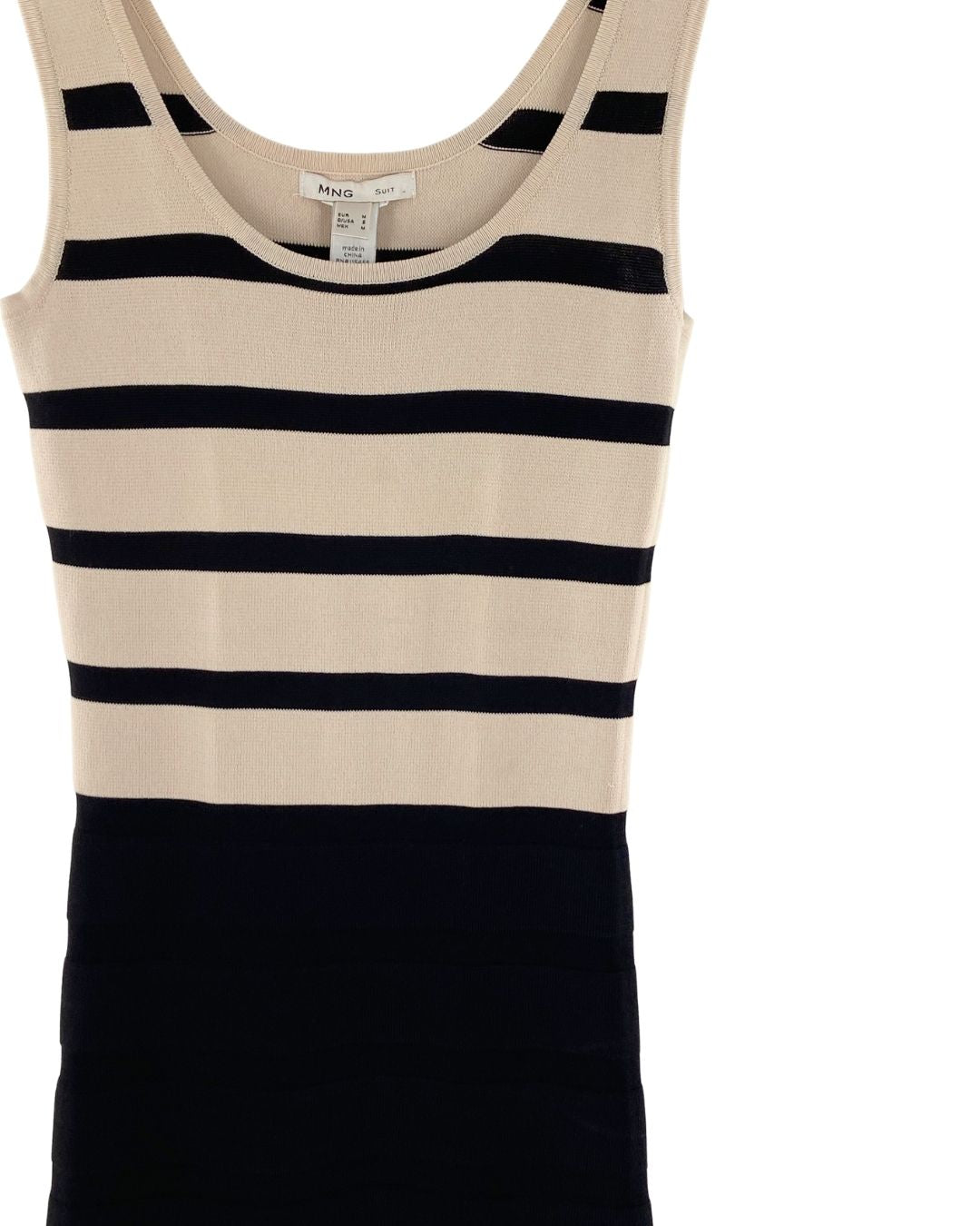 Vestido midi al cuerpo franjas