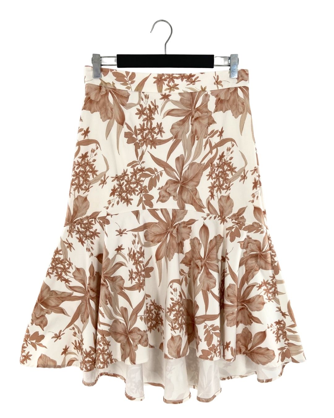 Falda midi sirena print flores