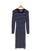 Maxi vestido tejido a franjas