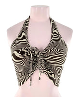 Crop top print zebra al cuello