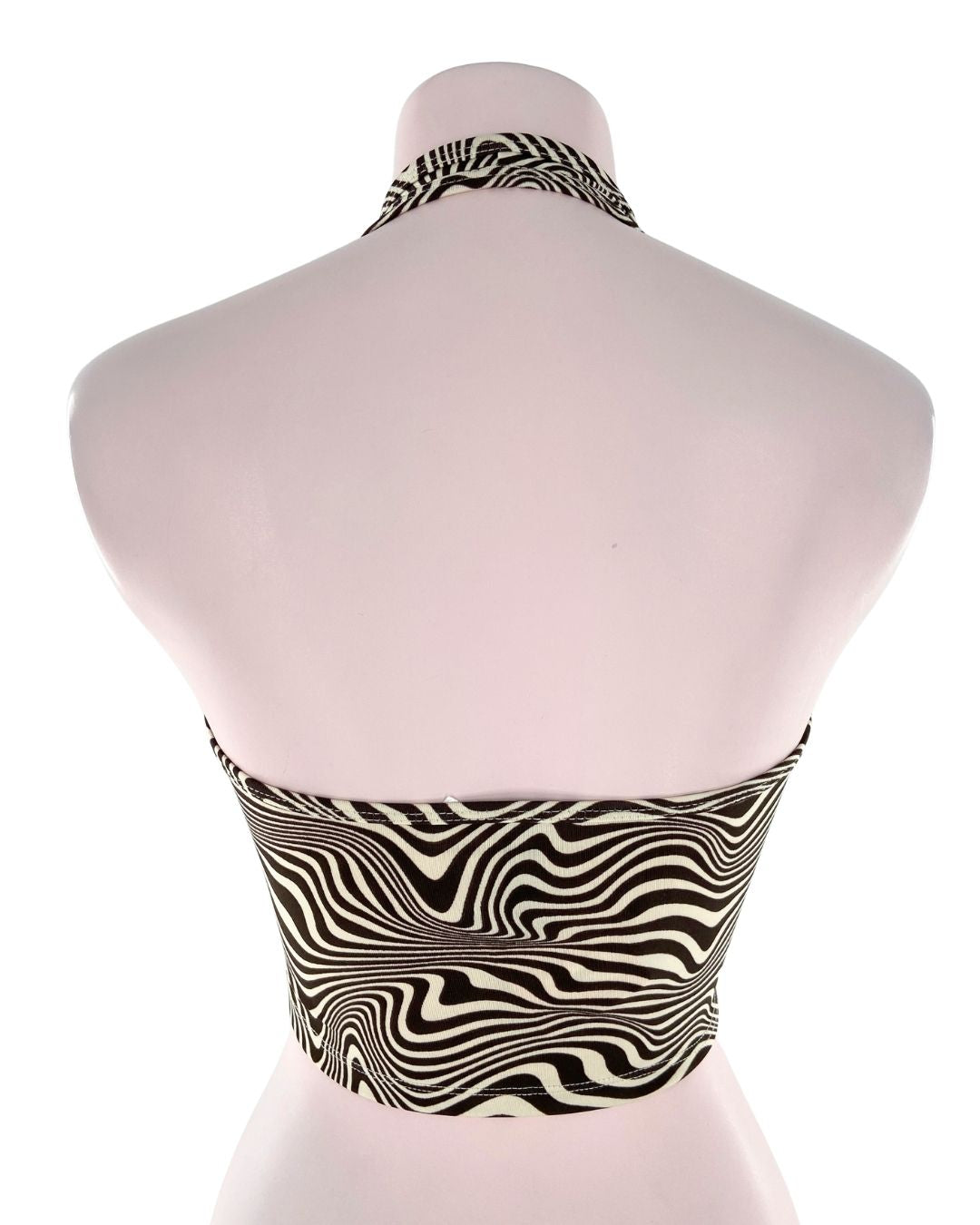 Crop top print zebra al cuello