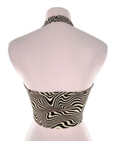 Crop top print zebra al cuello
