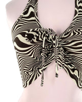Crop top print zebra al cuello