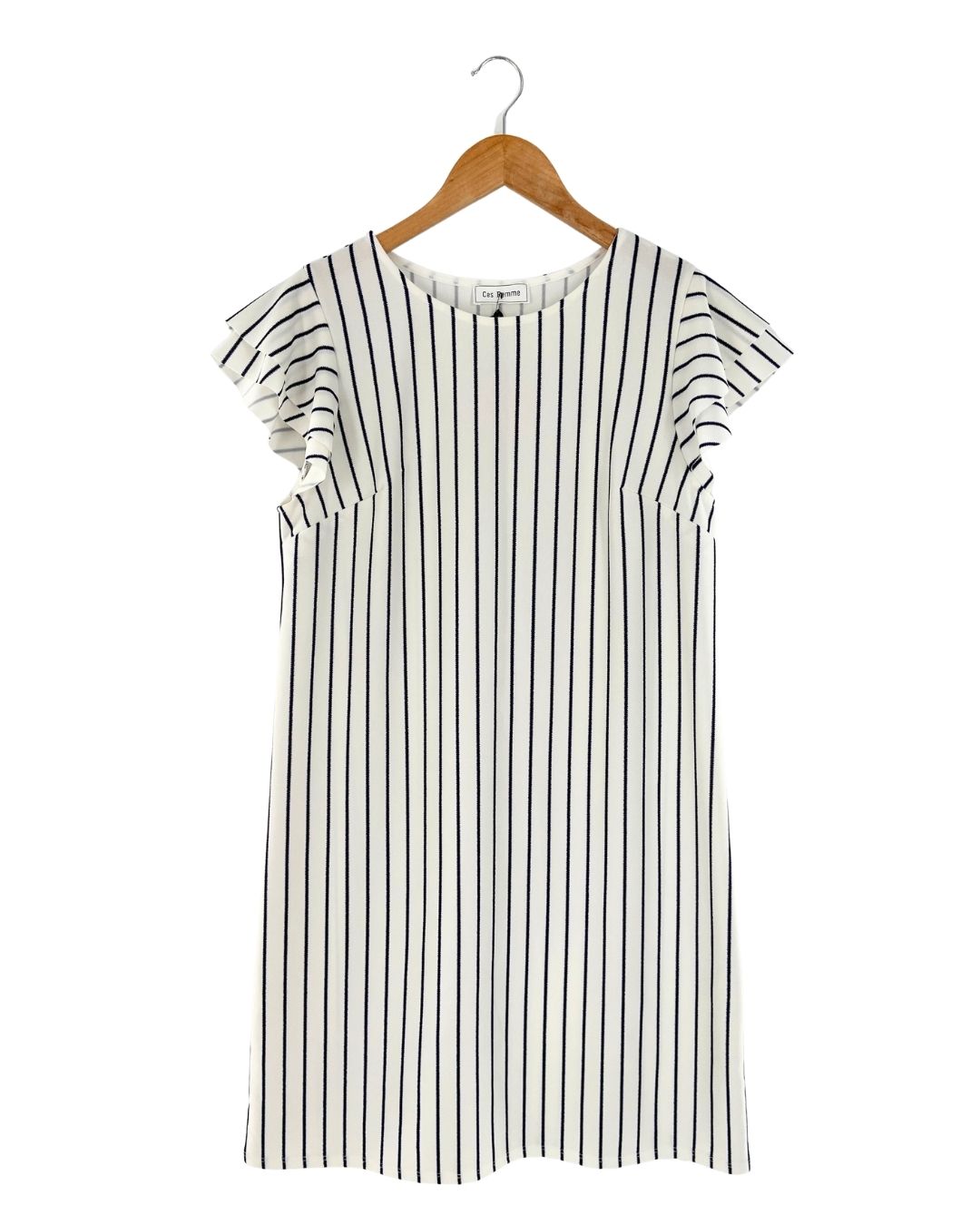 Vestido recto a rayas vuelos