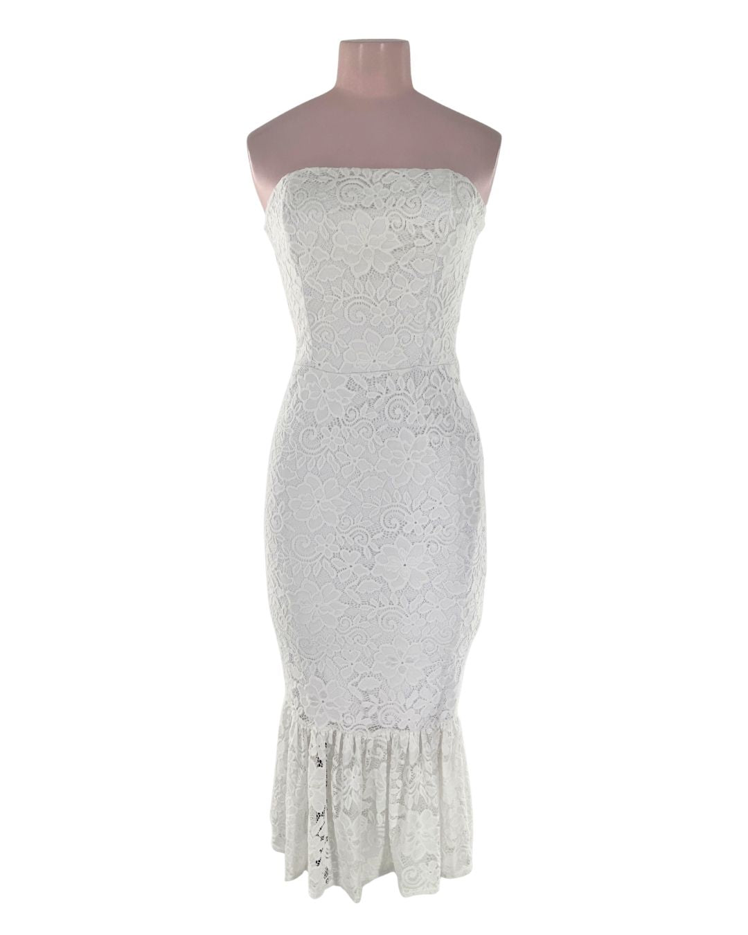 Vestido strapless  en blonda