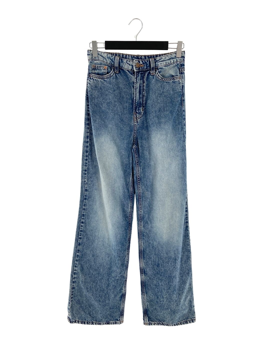 Jean rigido wide leg tiro alto