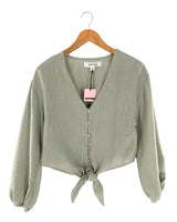 Blusa manga larga con textura