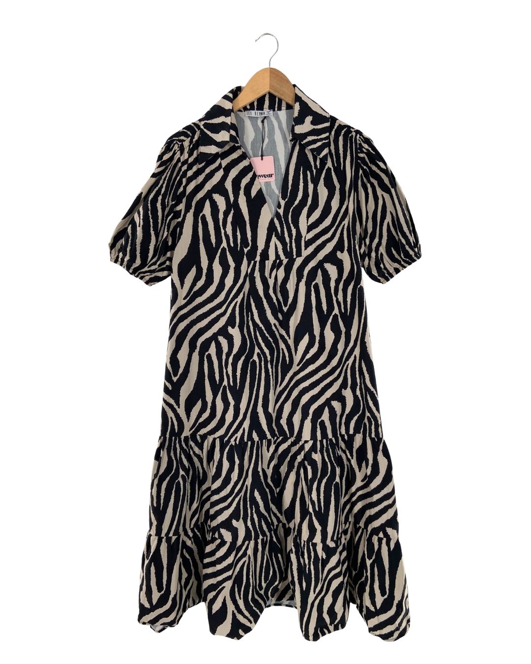 Vestido midi manga corta print