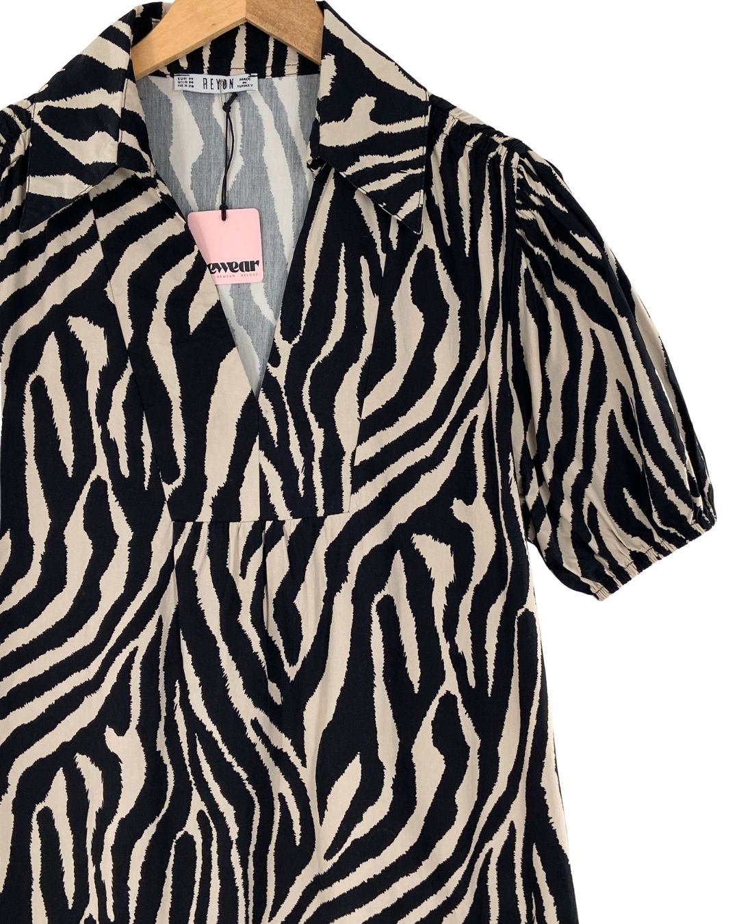 Vestido midi manga corta print