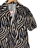 Vestido midi manga corta print