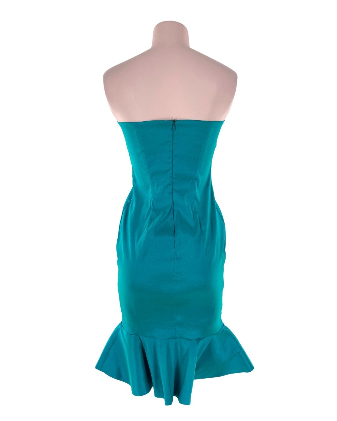 Vestido strapless satinado